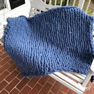 Hand knit jumbo blanket.  Variable sizes.